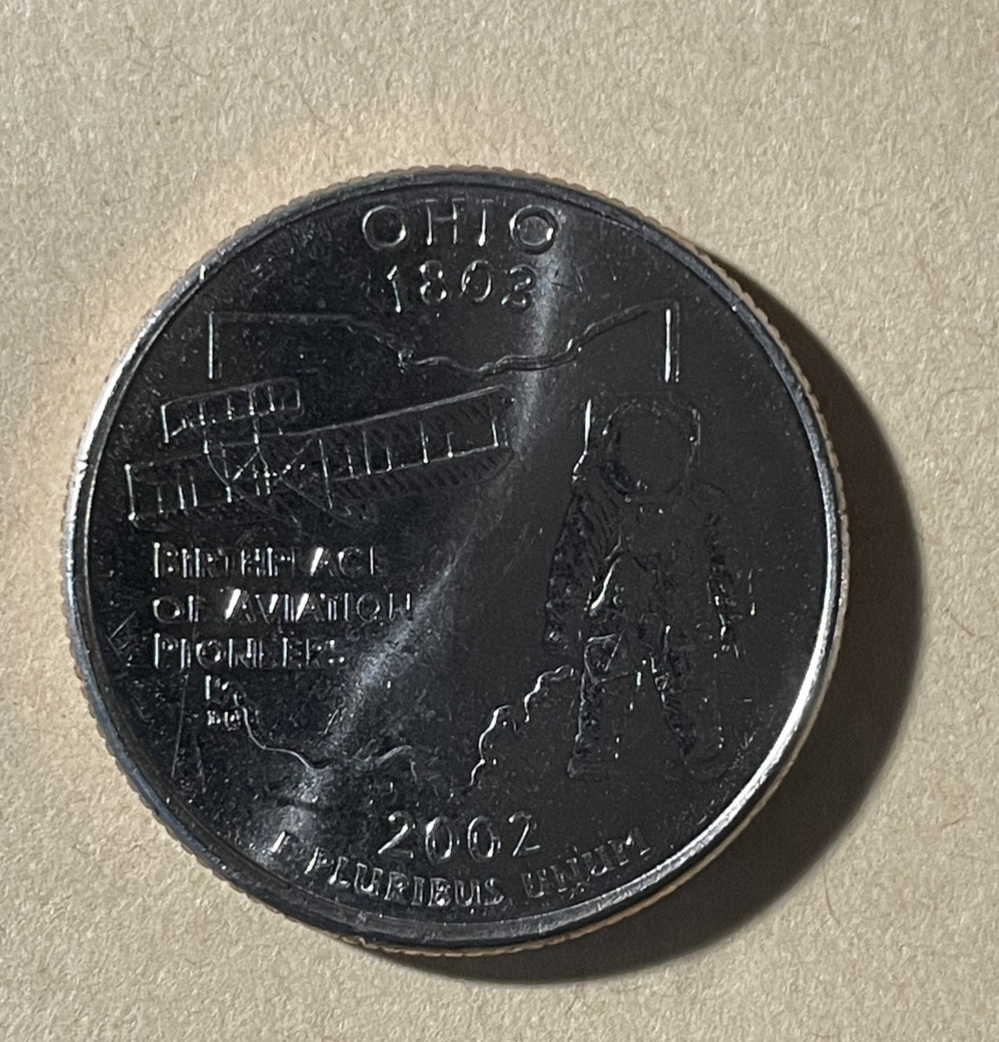 2002 D Ohio State Quarter Struck Through Grease Weak Lettering