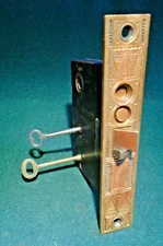 CORBIN #1330 1/2 LH DOUBLE KEY 7 1/4" GOTHIC FACE MORTISE LOCK w/KEYS  (16990)