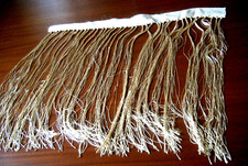 Antique Victorian silk trim 20"L 14" fringes fragment from China piano shawl