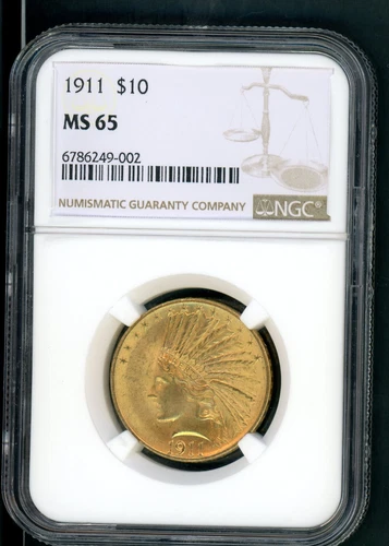 UNITED STATES 1911 PHILADELPHIA INDIAN $10 GOLD SLABBED NGC MS 65