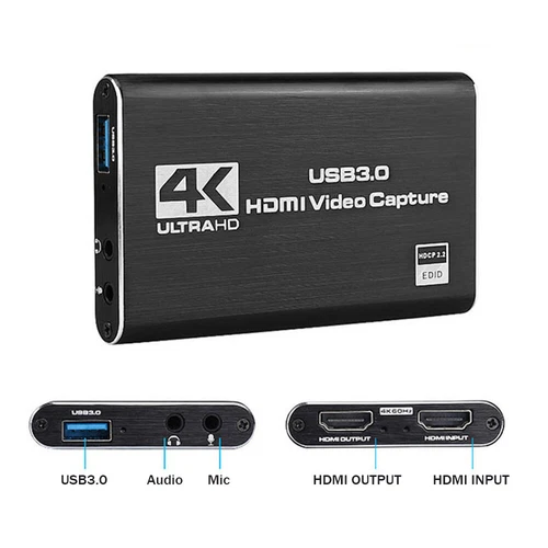 USB 3.0 4K Video Capture Card HDMI Loop-Out Adapter für PS5/Switch/Kamera/PC/OBS - Bild 1 von 13