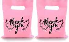 100 PCS Small Thank You Merchandise Bags Plastic Goodie Bags Party Favor Bags fo