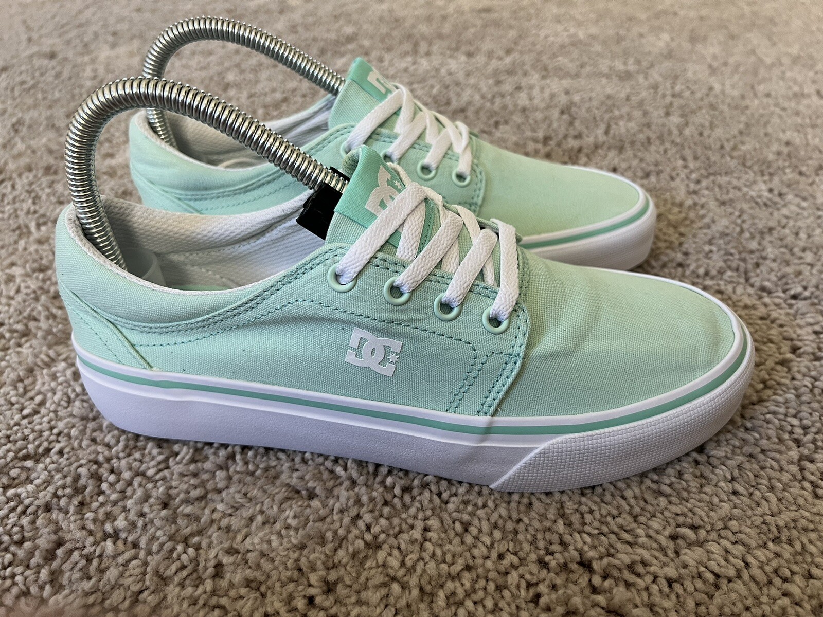 DC Women's Classic Trase Mint Green Sneakers Low Top Skate Shoes