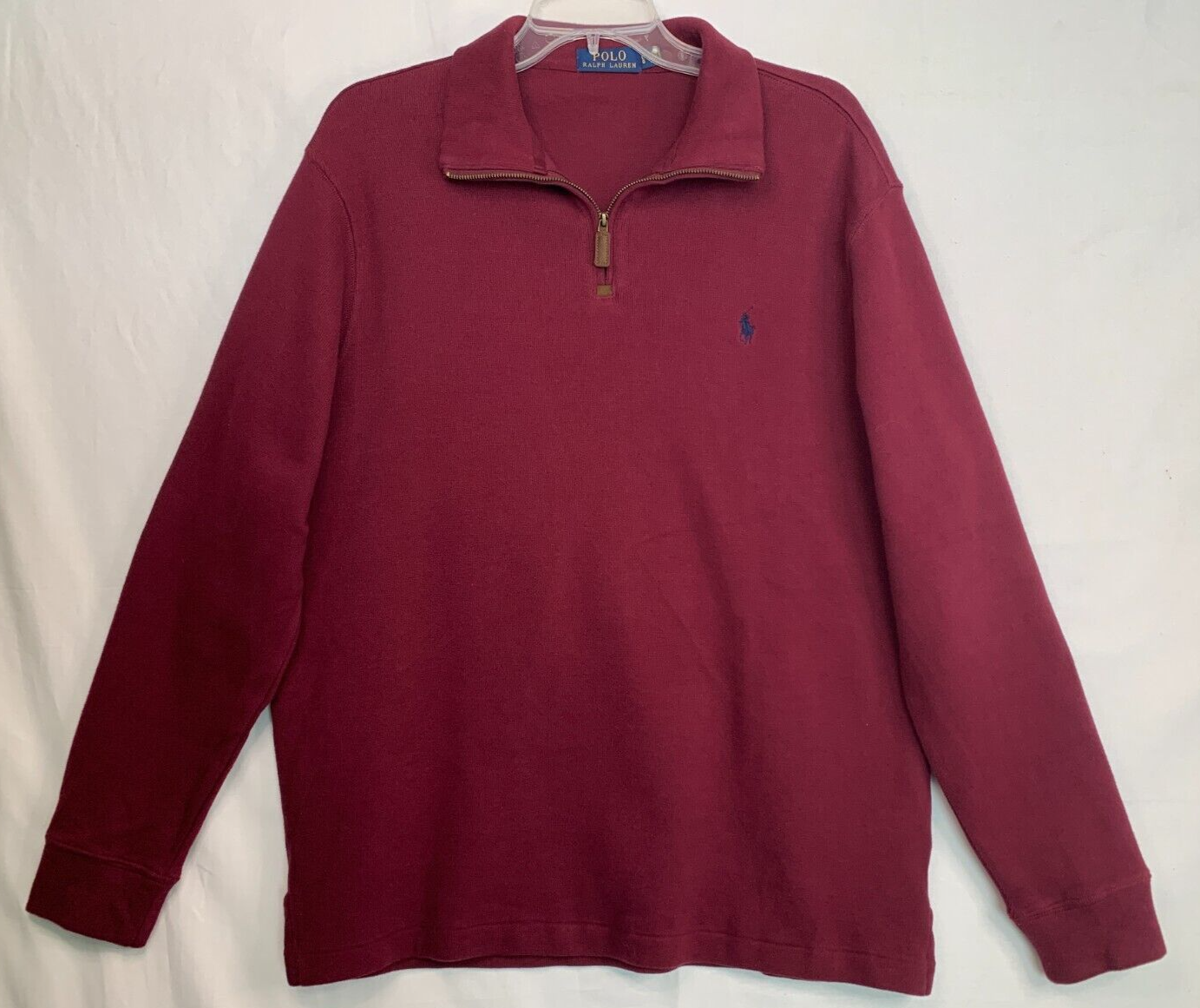 Polo Ralph Lauren maglione felpa uomo L 1 4 zip pullover finto collo blu pony