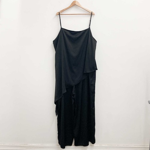 City Chic Black Draped Detail Sleeveless Jumpsuit UK 24 - Picture 3 of 10