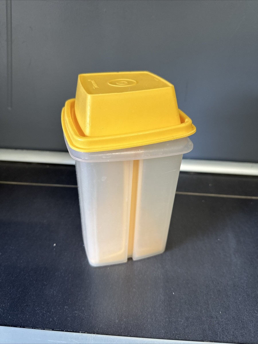 Pot à Cornichons Tupperware Jaune Vintage – Boîte à Condiments Hermétique Avec Couvercle