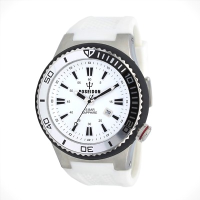 POSEIDON Herren-Armbanduhr XL, Analog, Silikonband, UP00612 Weiß