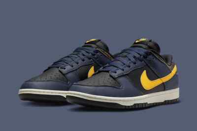 Nike Dunk Low Vintage Michigan Blue Black Yellow Sneakers FZ4014-010 Mens Size