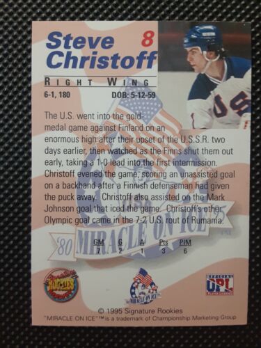 1995 STEVE CHRISTOFF SIGNED #8 Signature Rookies ☆MIRACLE ON ICE☆ EX+ NM - Picture 2 of 2