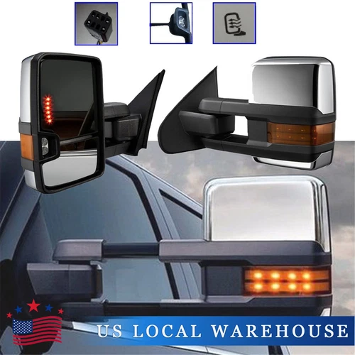 Towing Mirrors Power Heat Clearance Signal Chrome Side For 1999-2002 Chevy GMC
