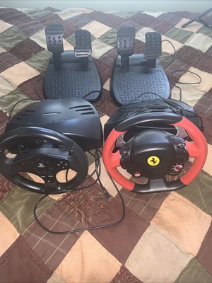 Xbox Thrustmaster 458 Spider Ferrari And T80 Wheels And Pedals Untested 2 Sets