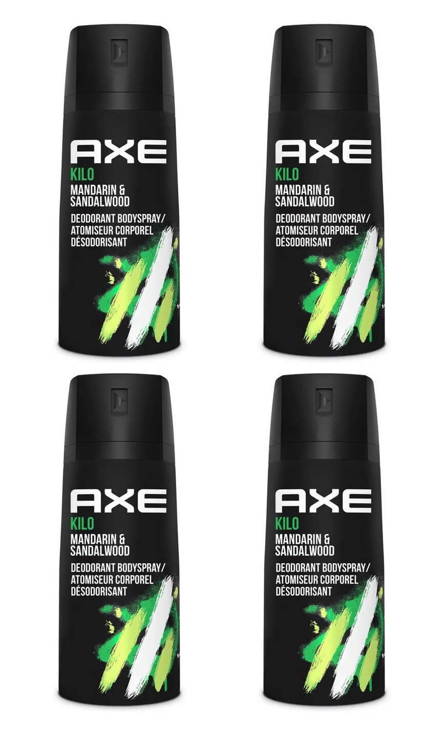 4x Axe Kilo 4oz Body Spray Mandarin Sandalwood Deodorant Body Spray NO Aluminum