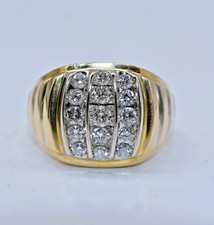 0.82 CT TW White Diamond 14 K Two-Tone Gold Gent's Ring 9.7 grams Size 11-1/2
