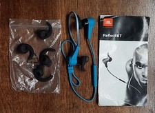 JBL Refelct BT Harman Earbuds Headset Complete Blue Tested Good Working