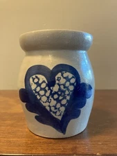 1990's BBP Beaumont Brothers Salt Glazed Pottery Crock Heart