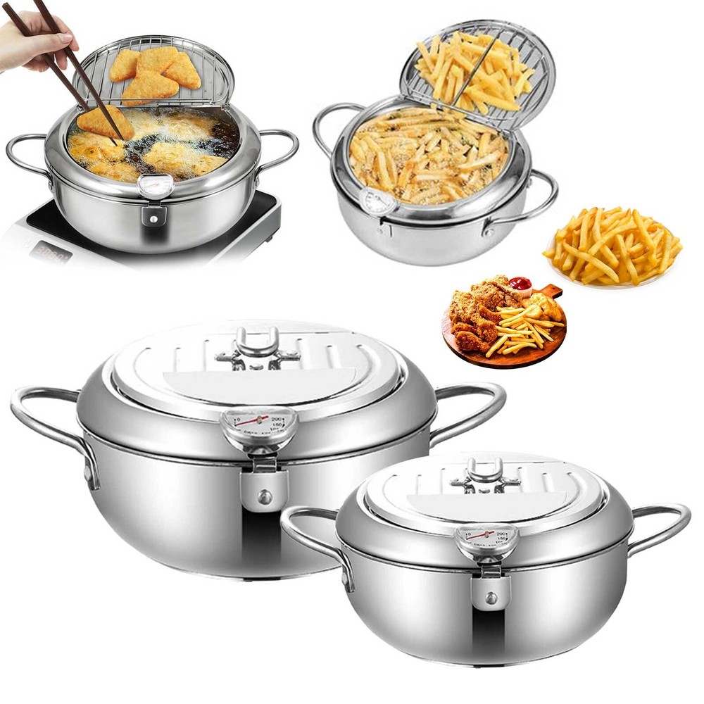 Stainless Deep Fryer New Japanese Deep Fryer Pot  Stainless Deep Frying Pan