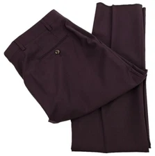 ROBERT GRAHAM Wine RUSSELL Modern Fit Wool Mohair Flat Front Dress Pants 36 NWT