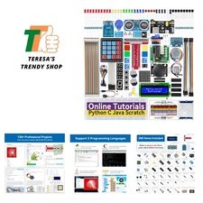 Starter Kit for Raspberry Pi 5 4 B 3 B+ 400, 800+ Page Online Tutorials, Pyth...