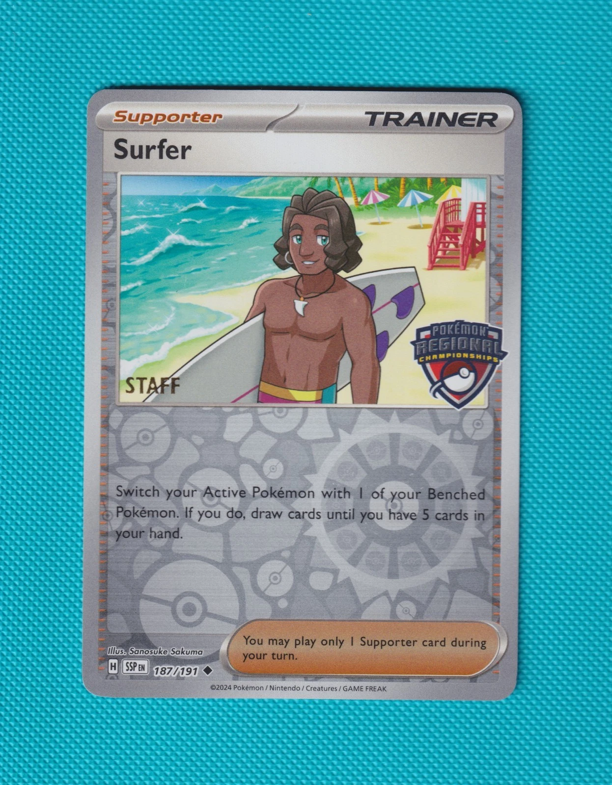 Surfer STAFF Regional Reverse Promo, Surging Sparks Master Set Very Rare 187/191