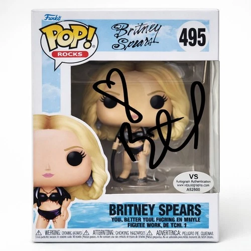 Britney Spears Signed Funko Pop Rocks #495 Autographed w/ VS COA “Work B*tch”