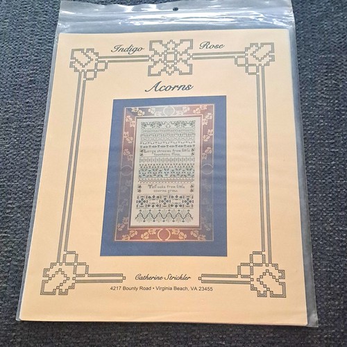 Chart Patterns Images Indigo Rose Acorns Sampler Cross Stitch Pattern Chart IR03 | eBay