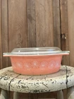 Vintage Pyrex Pink Daisy 043 Oval Casserole with Lid 1 1/2 Qt Nice Old Glass