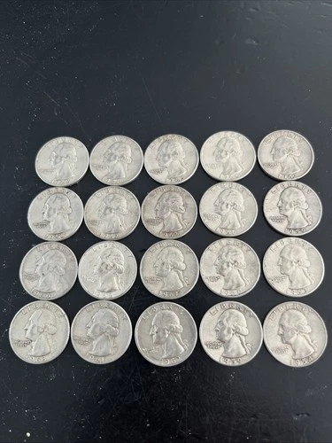Washington 90% Silver Quarters Lot Of 20 All Pre 1965 Different Dates Good Cond.