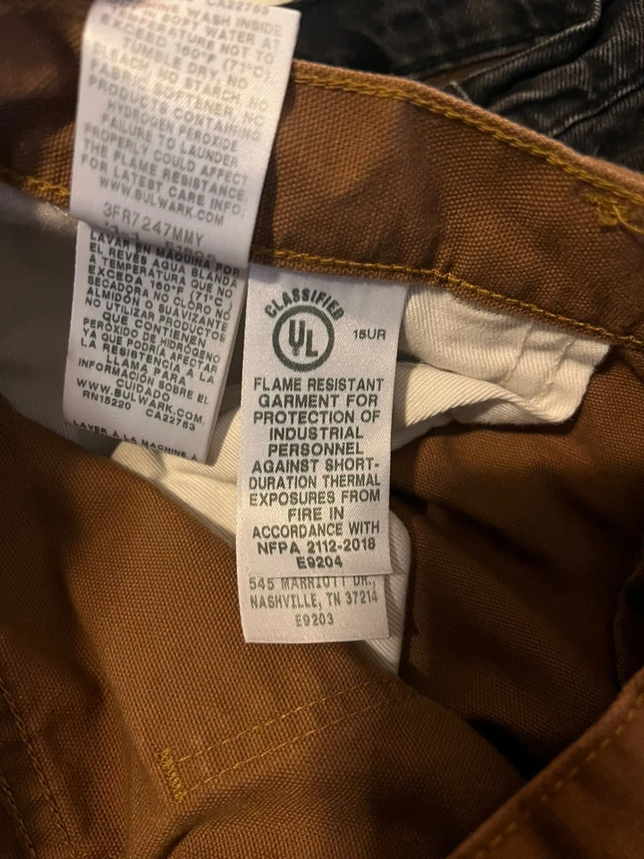 Pantalones de trabajo Bulwark FR marrón para hombre 32x32 resistentes al fuego CAT 2 FR cargo Foto 3 de 4