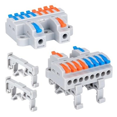 6pcs Din Electric 54.0 Count Rail Terminal Blocks 600V 32A Electrical Connectors