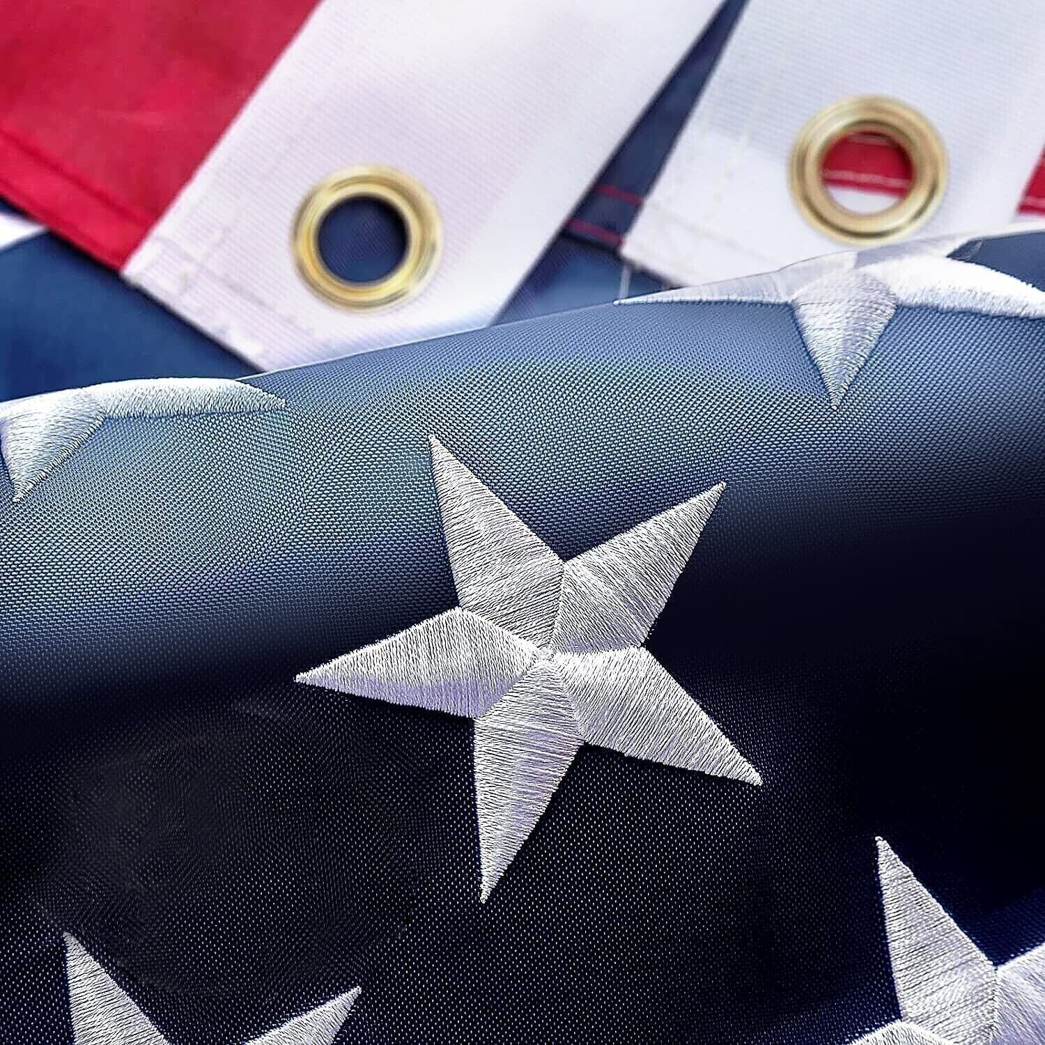 Premiumflags 5x8 FT American US Flag Heavyweight Embroidered 3 Brass Grommets