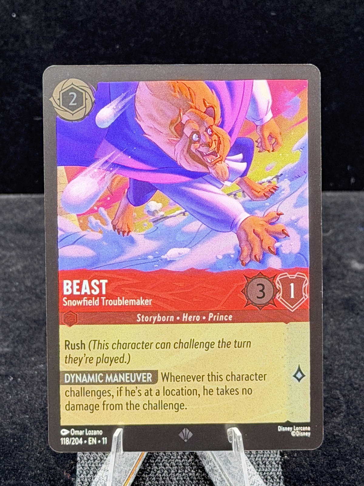 Disney Lorcana-Winterspell-Beast-Snowfield Troublemaker-#118-Cold Foil-M/NM