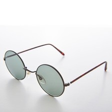 Small Round Black Hippy Vintage Sunglass Glass Lens - Roma