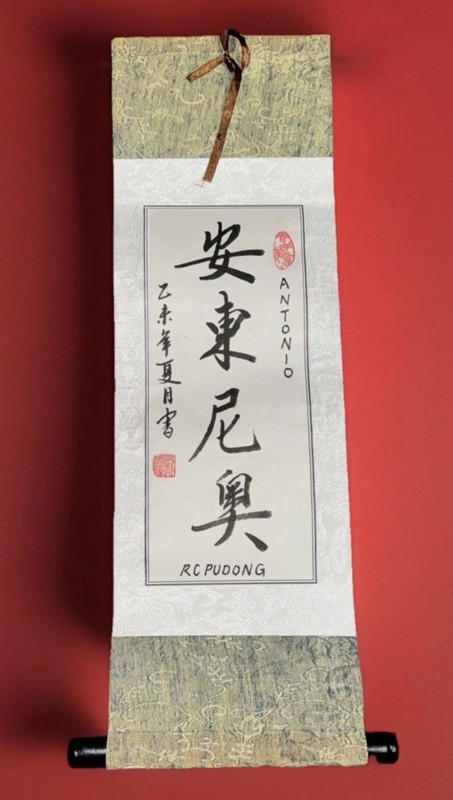 Chinese Scroll Calligraphy Scroll Silk Art Hand Painted 19” Long