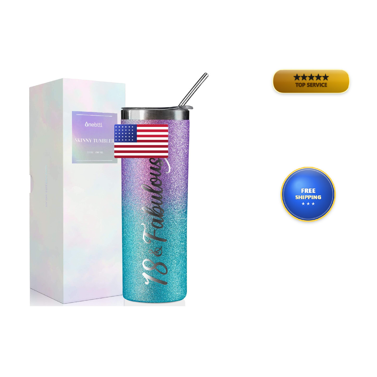 Regalos de cumpleaños 18 Onebttl para niñas mujeres ella - 18 y fabulosos - 20 oz/590 ml
