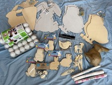 Large Easter Craft Bundle Wood Cutouts Eggs DIY Decor Set