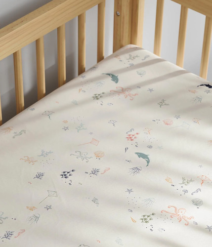 Nestig -Set of 2 Waterproof Mini Crib Mattress Cover & Seascape sheets 20”x27.5”