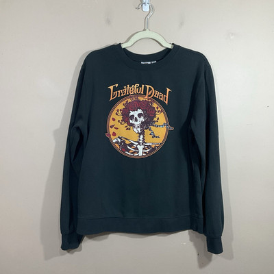 Grateful Dead Mens Bertha Skull and Roses Sweatshirt L Gray Retro Music Rock
