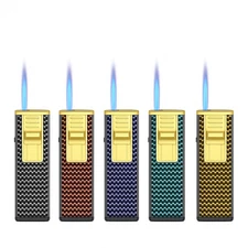 5 PACK Mini Cigar Lighter Windproof Blue Flame Jet Torch Lighters Refillable Gas