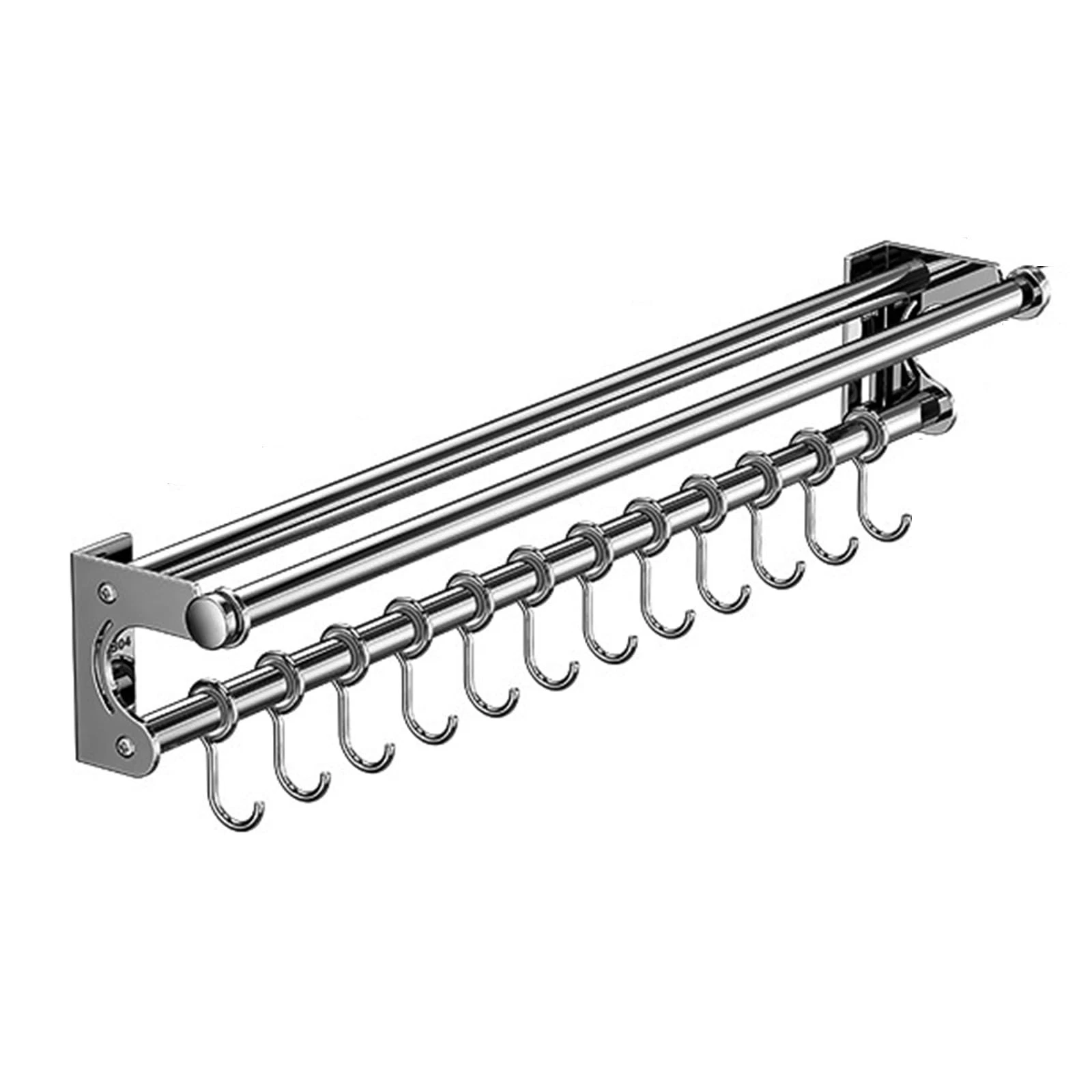 Hanging Wall Mount Wall Mount, Space-Saving Rack with Hooks, Kitchen Organize...