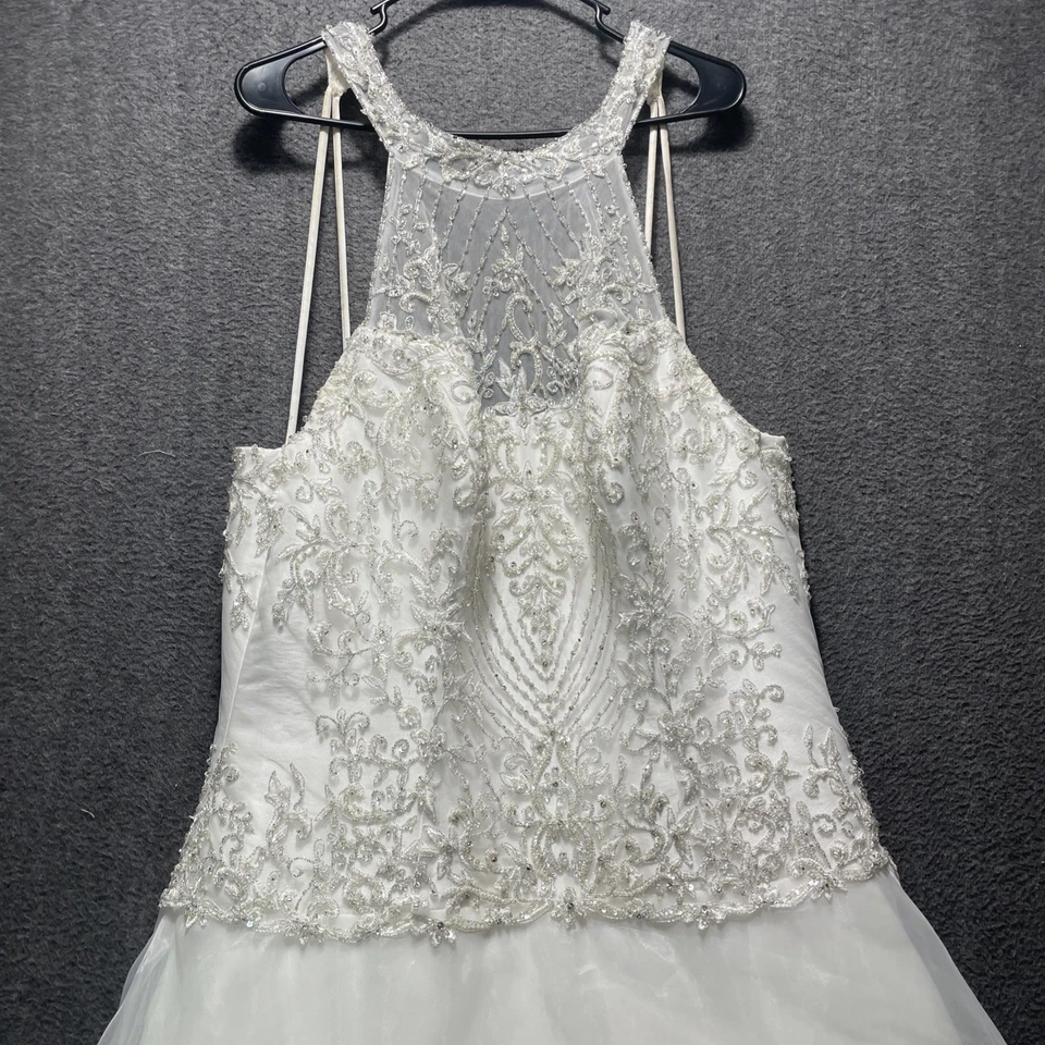 Halter Wedding Dress size 20 by Mary's Bridal Short Train Beading Tulle Bustle - Image 3 of 4