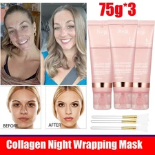 Collagen Night Wrapping Mask Overnight Wrapping Peel Off Natural Facial Mask 75g