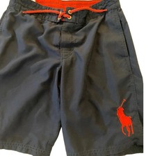 Polo Ralph Lauren Swim Trunks Kids M 10-12 Navy Blue Red Pony Logo Board Shorts