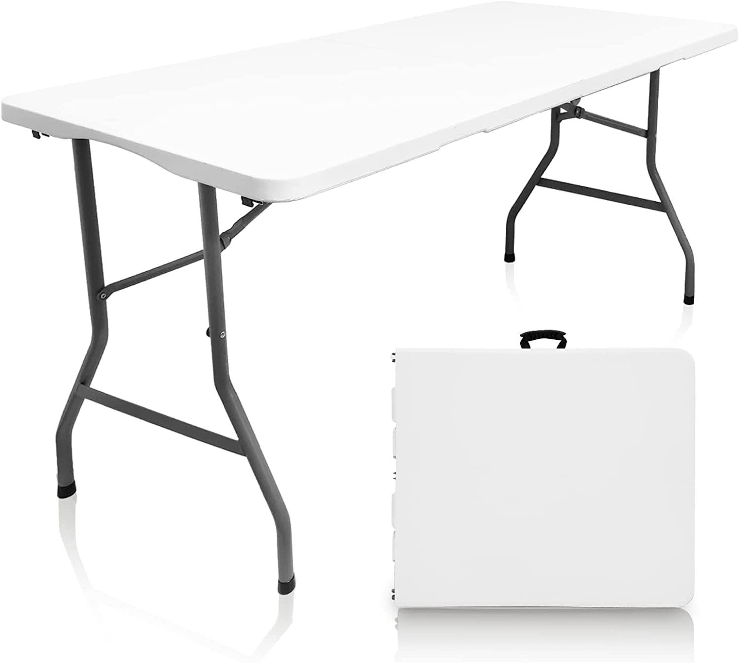 Folding in Half Table 5ft, Indoor Outdoor Heavy Duty Portable Folding Plastic T