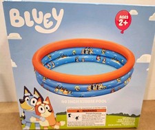 Bluey and Bingo 40in Inflatable Kiddie Pool, 3 Rings, 27 Gal, Ages 2 , New