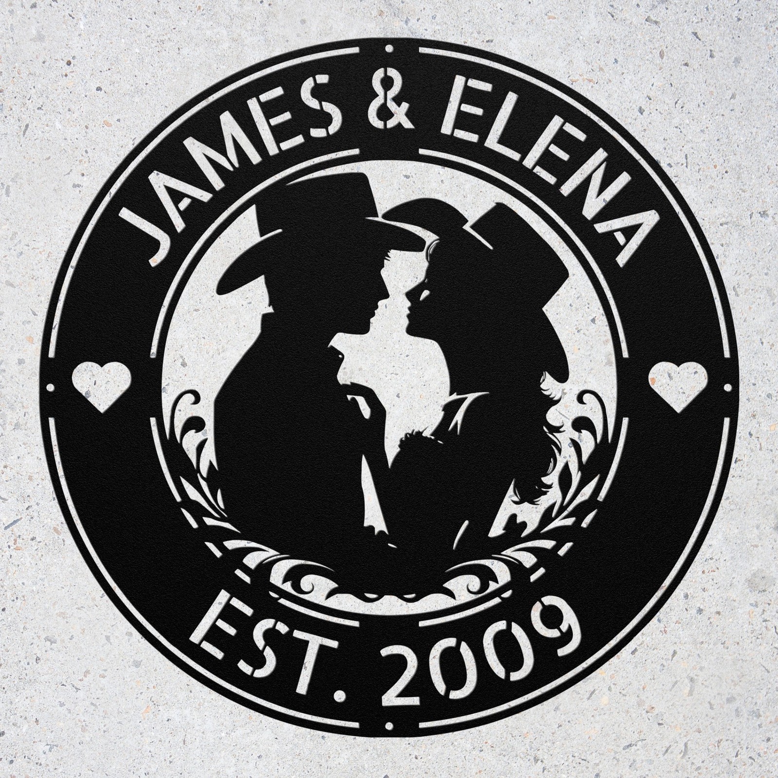 Custom Western Couple Metal Sign Personalized Art Decor Gift for Country Lovers