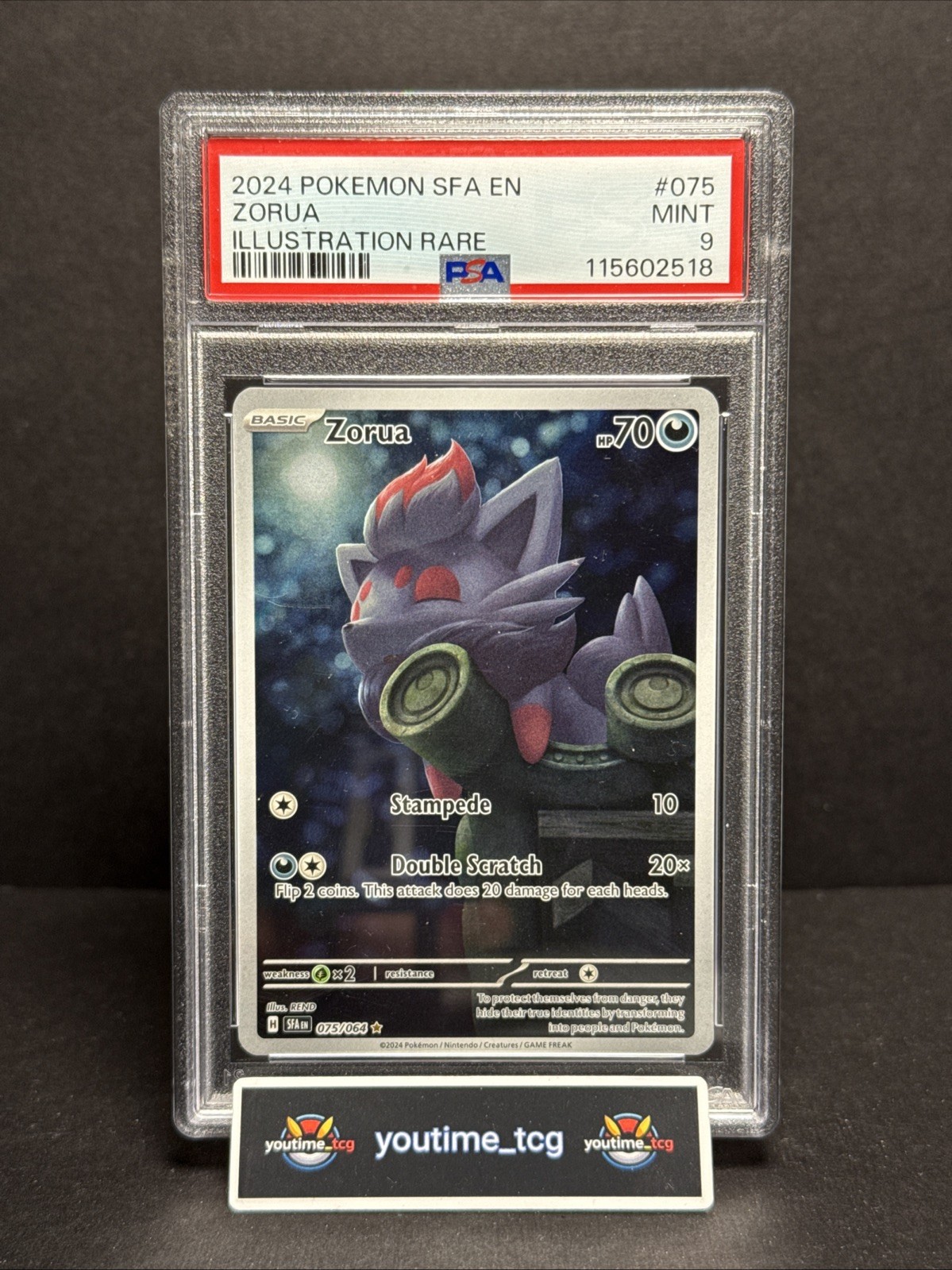 2024 Pokemon Sfa En-Shrouded Fable Illustration Rare Zorua #075 PSA 9