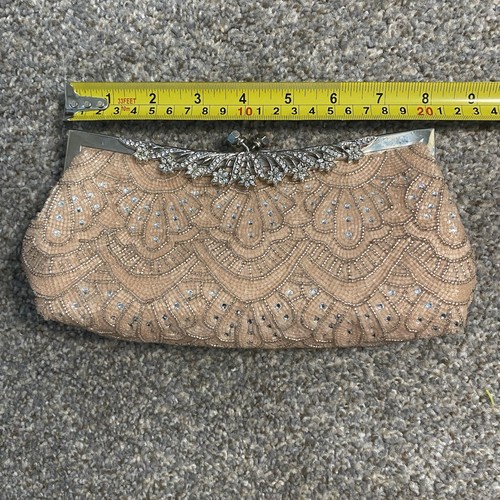 NWOT Kate Landry Womens Champagne Pink Bead Nickel Evening Bag Purse Clutch - Picture 6 of 11