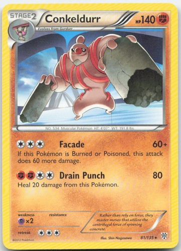 Conkeldurr 81/135 Rare Plasma Storm Pokemon Damaged