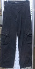Garage Black Solid Cargo Pants Flat Front But...
