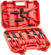 ⭐Flexible Automotive Hose Clamp Clip Plier Tool Set Swivel Jaw Flat Angled Band⭐